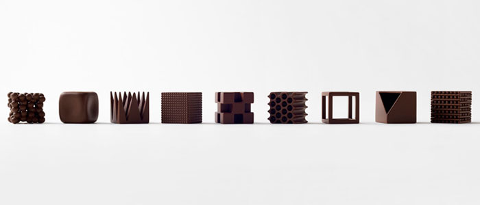 Chocolatexture: nueve chocolates con diferentes texturas de Nendo