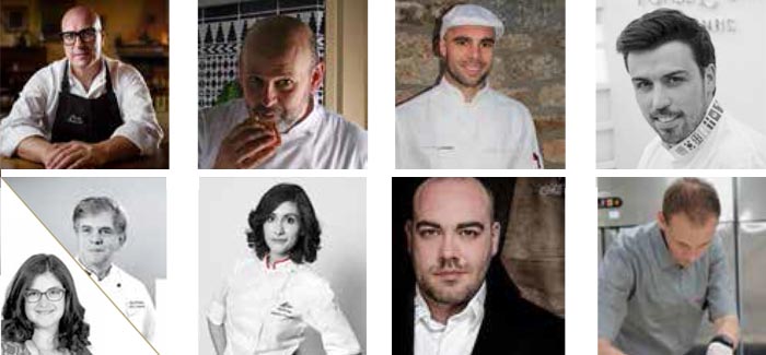 algunos de los chefs protagonistas del calendario de cursos 2018 de Valrhona en España