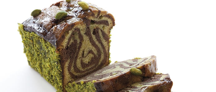 Cake Marmoleado de Chocolate y Pistacho, de Florent Cantaut